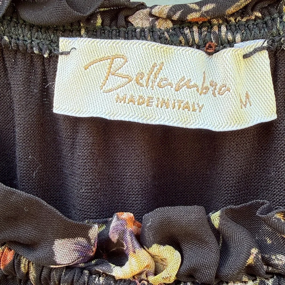 Bellambia | Silk Viscose Floral Ruffle Sleeve Blouse size Medium